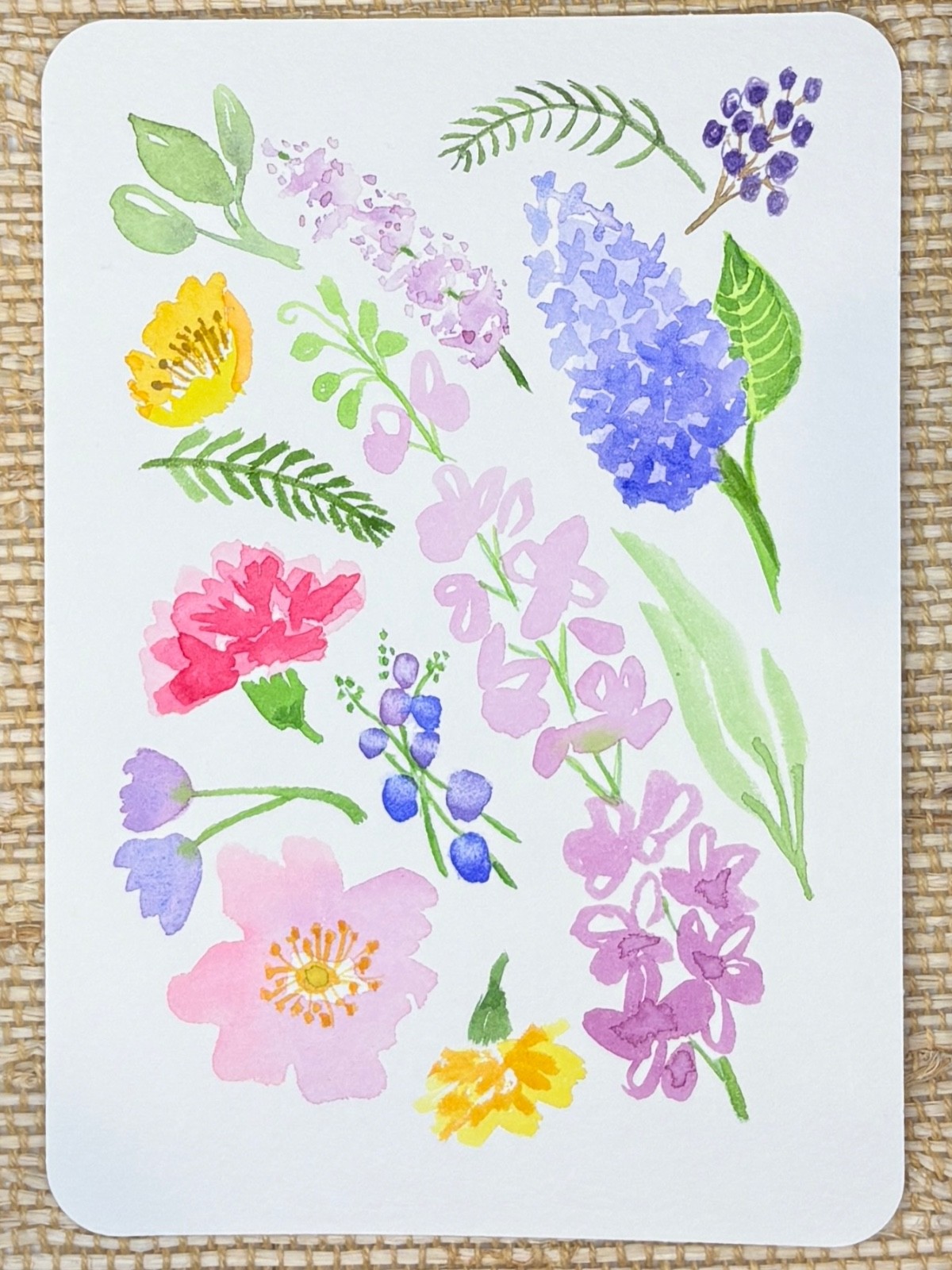 Original Floral 4x6 Painting Postcard Expressive Delphinium Watercolor OOAK Art