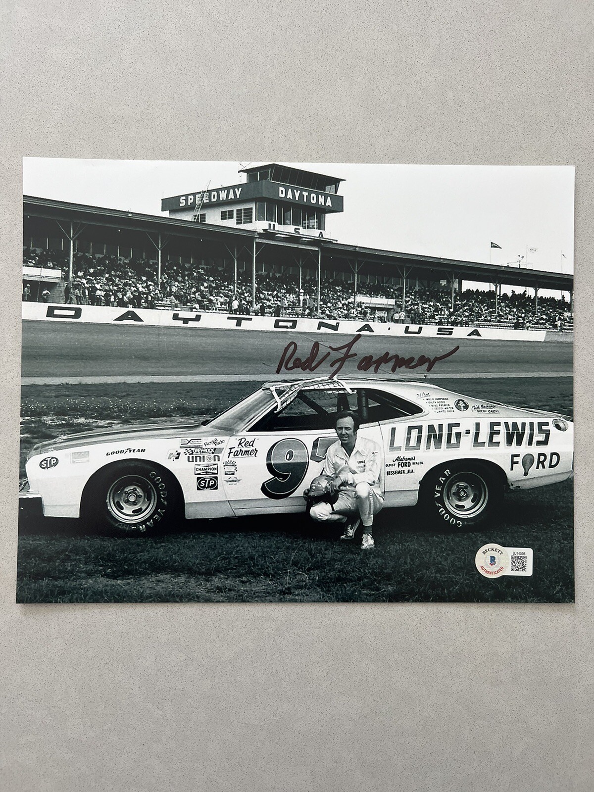 Charles Red Farmer autographed signed 8x10 photo Beckett BAS COA NASCAR HOF Gang