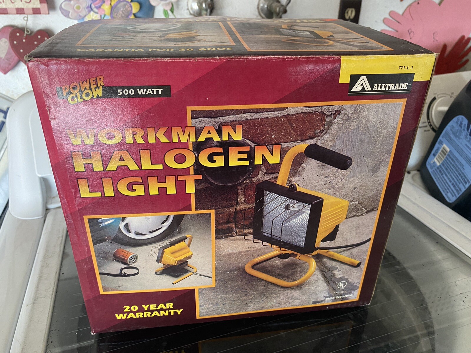 Vintage ALLTRADE Power Glow Halogen Worklight 580 Watts Independent Bulbs NIB