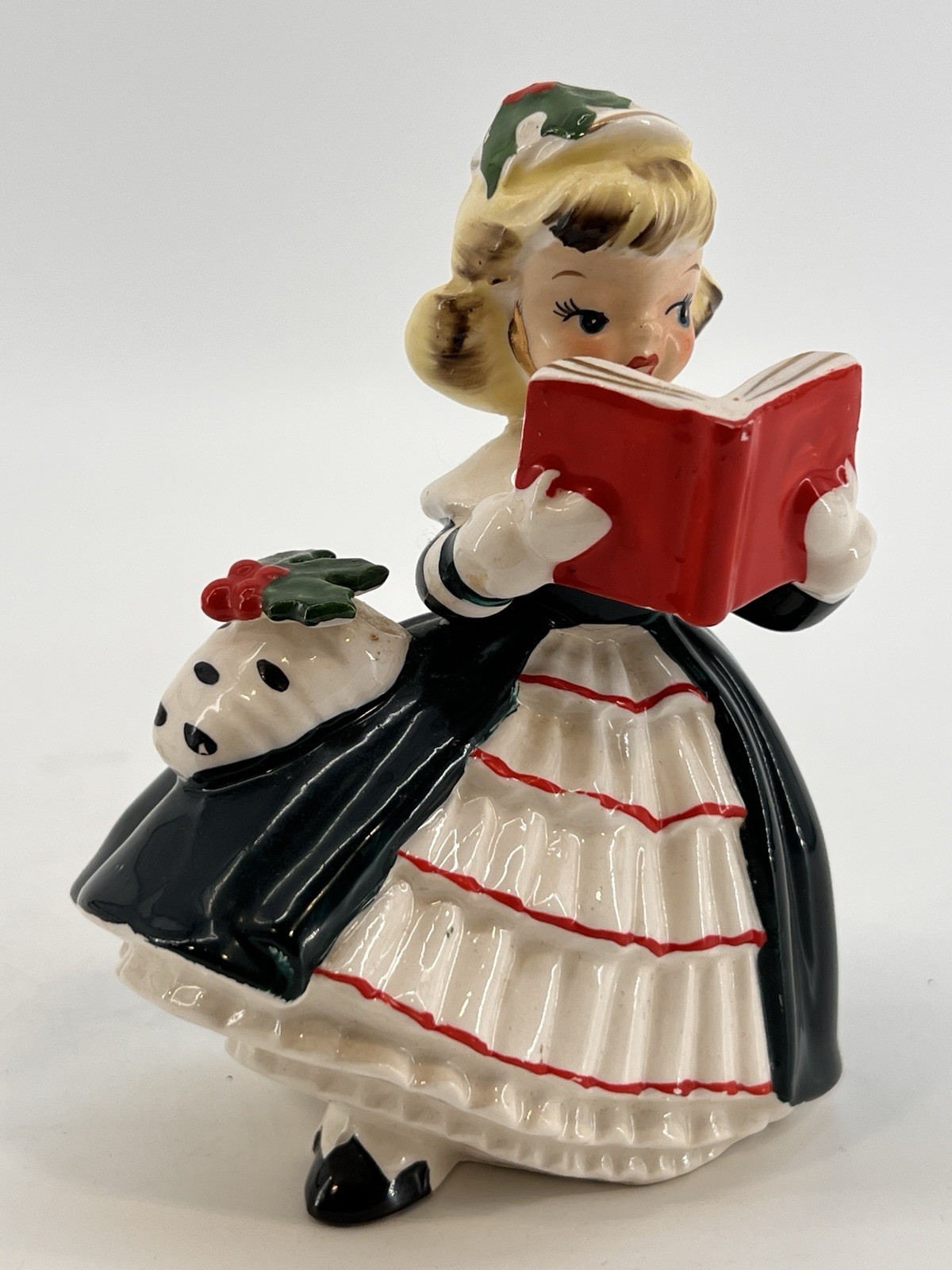 Vintage Napco 1956 Christmas Shopper Girl Figurine Planter AX1690PC Japan