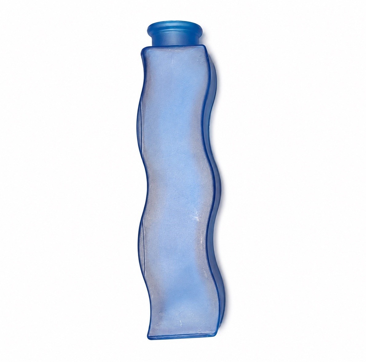 Vintage Frosted Blue Wavy Glass Vase | Sculptural Art Glass Decor