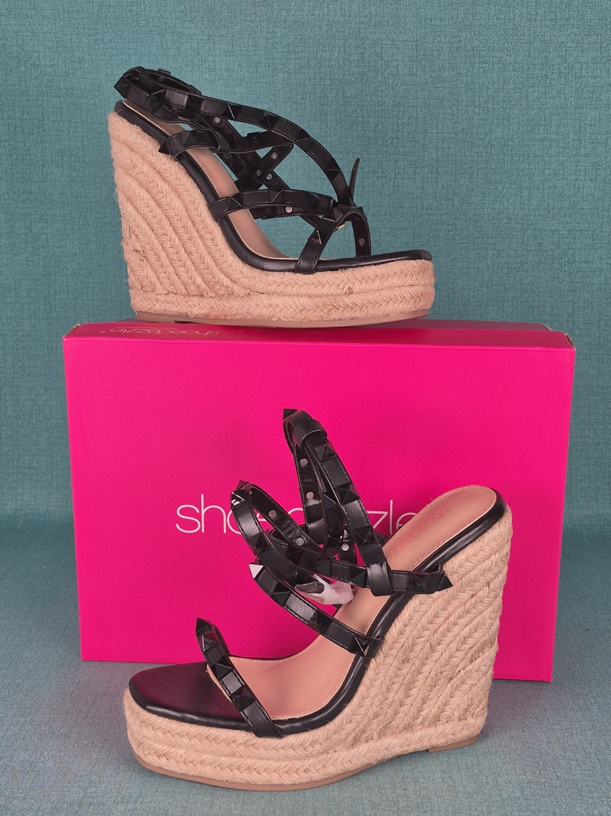 SHOEDAZZLE Black Jamee Faux Leather Strappy 5\