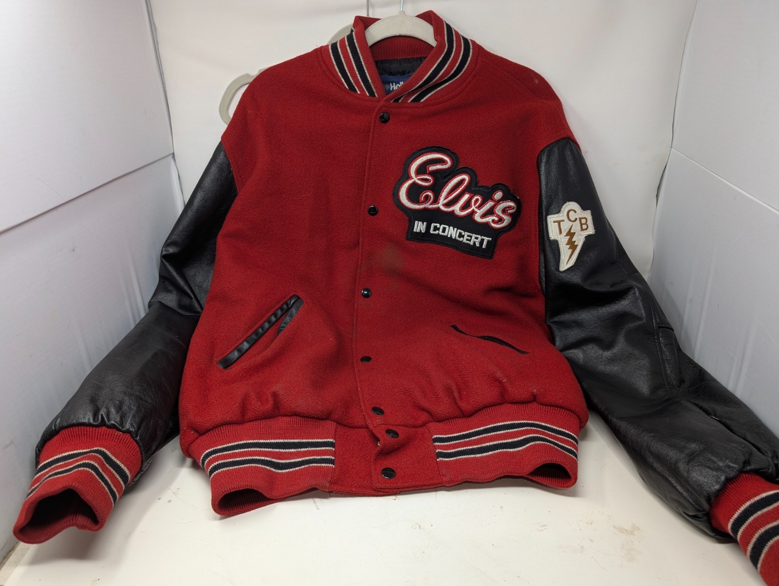 Vintage Elvis In Concert TCB Holloway Wool Leather Jacket Large (UV)