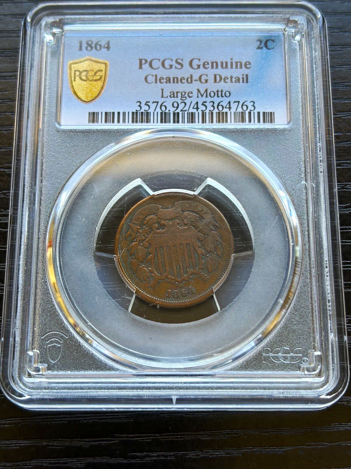 1864 2C Two Cent Piece Large Motto Philadelphia Bronze Brown G cleaned 1864 2C Two Cent Piece Large Motto Philadelphia Bronze Brown G cleaned