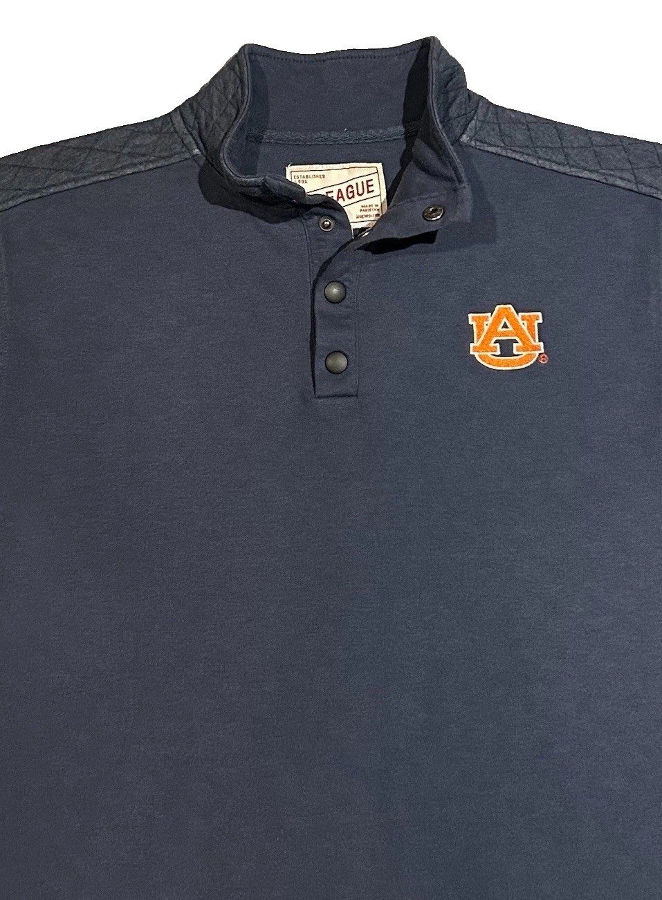League Legacy Auburn Tigers 1/4 Snap Quilted Sweatshirt Jacket Navy Men’s M EUC