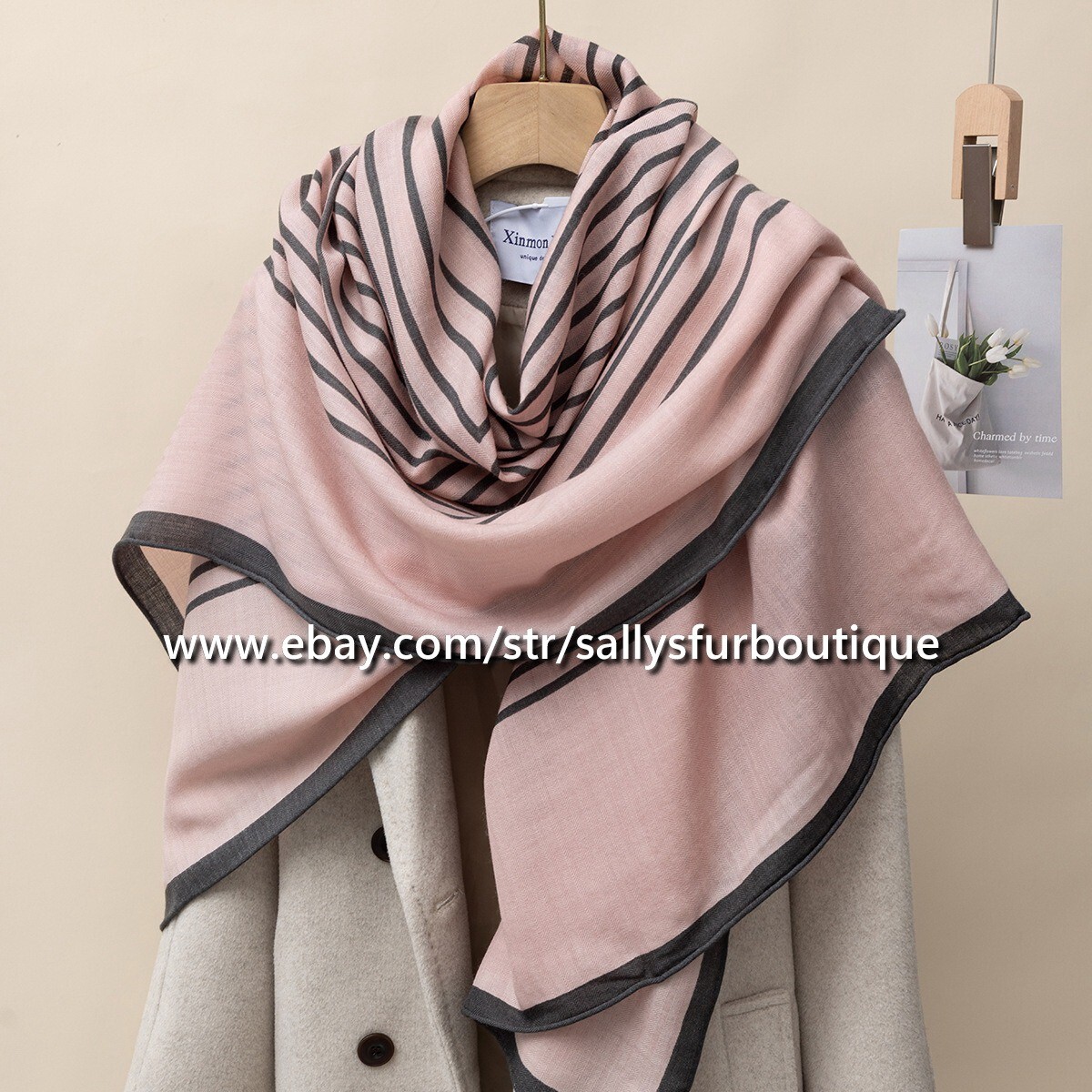 Sallys Boutique 70% Cashmere 30% Silk Wrap Scarf Stripe Print Thin Shawl 53\\\