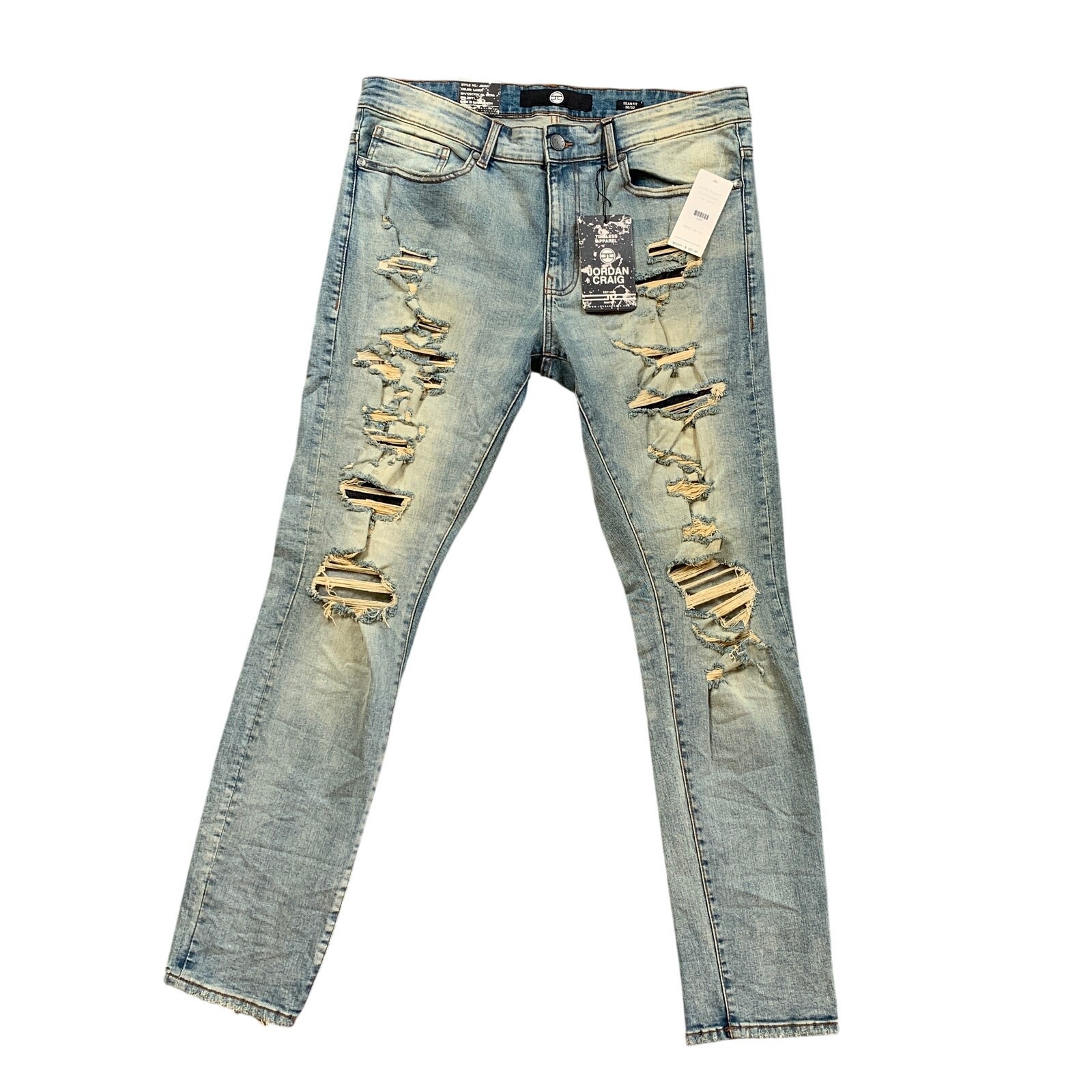 Jordan Craig Jeans Mens 36 Lager Light Wash Sean Nightfall Distressed Denim