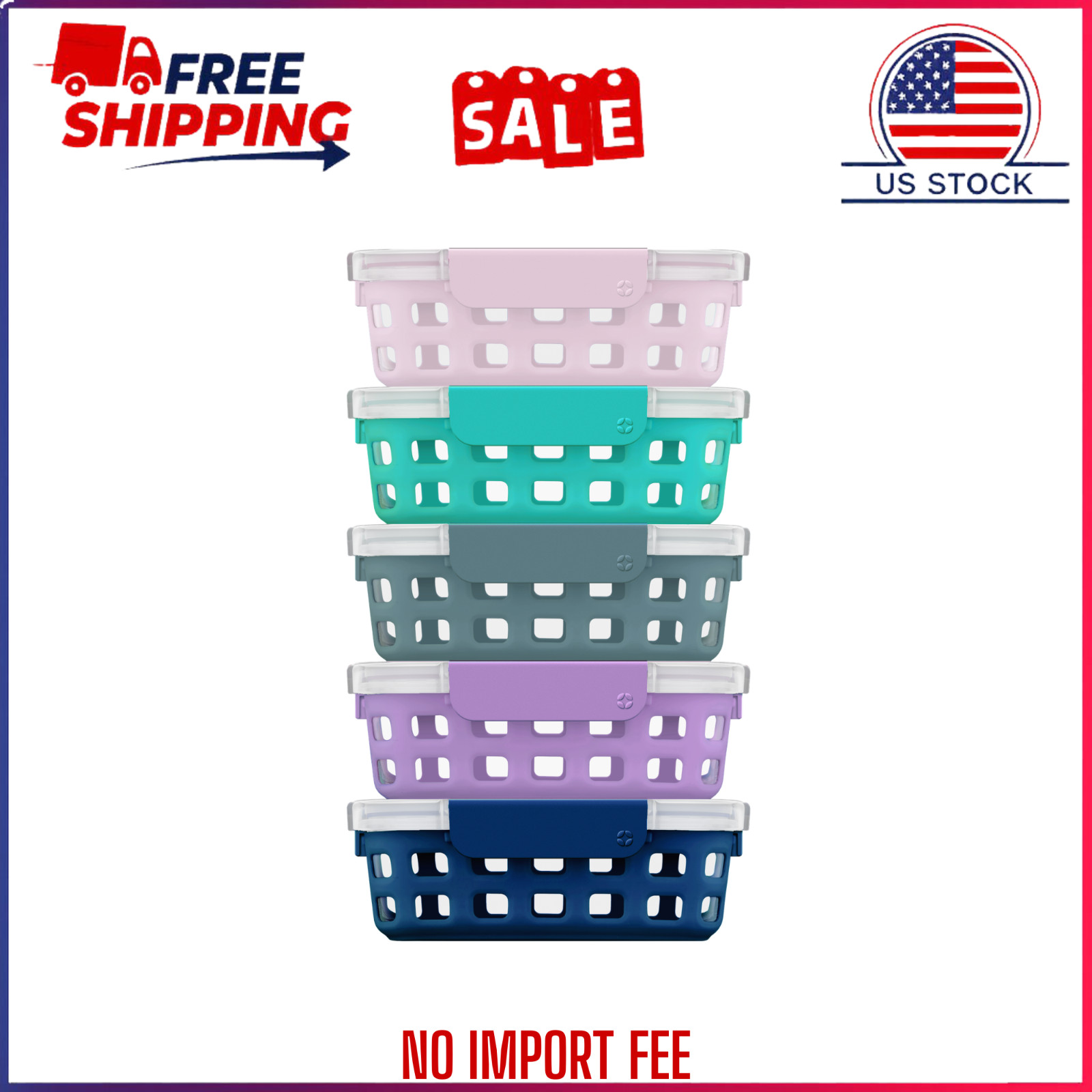 Ello Glass 3.4 Cup 27 Ounce Duraglass Food Storage Meal Prep Container Set 10 Pc