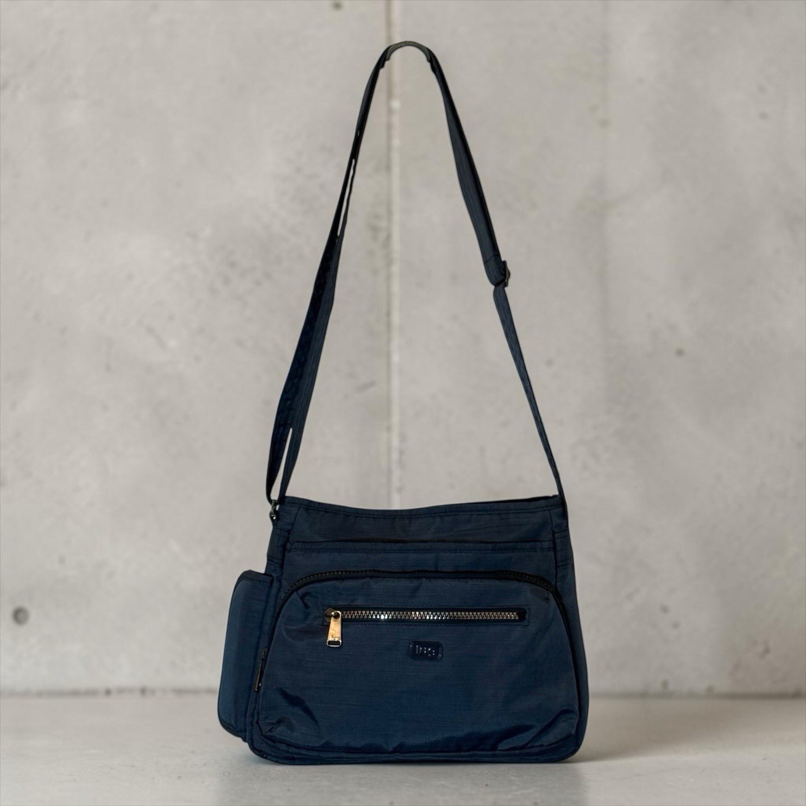 Lug Shimmy Crossbody Bag RFID Navy Blue Nylon Travel Purse Shoulder Pockets