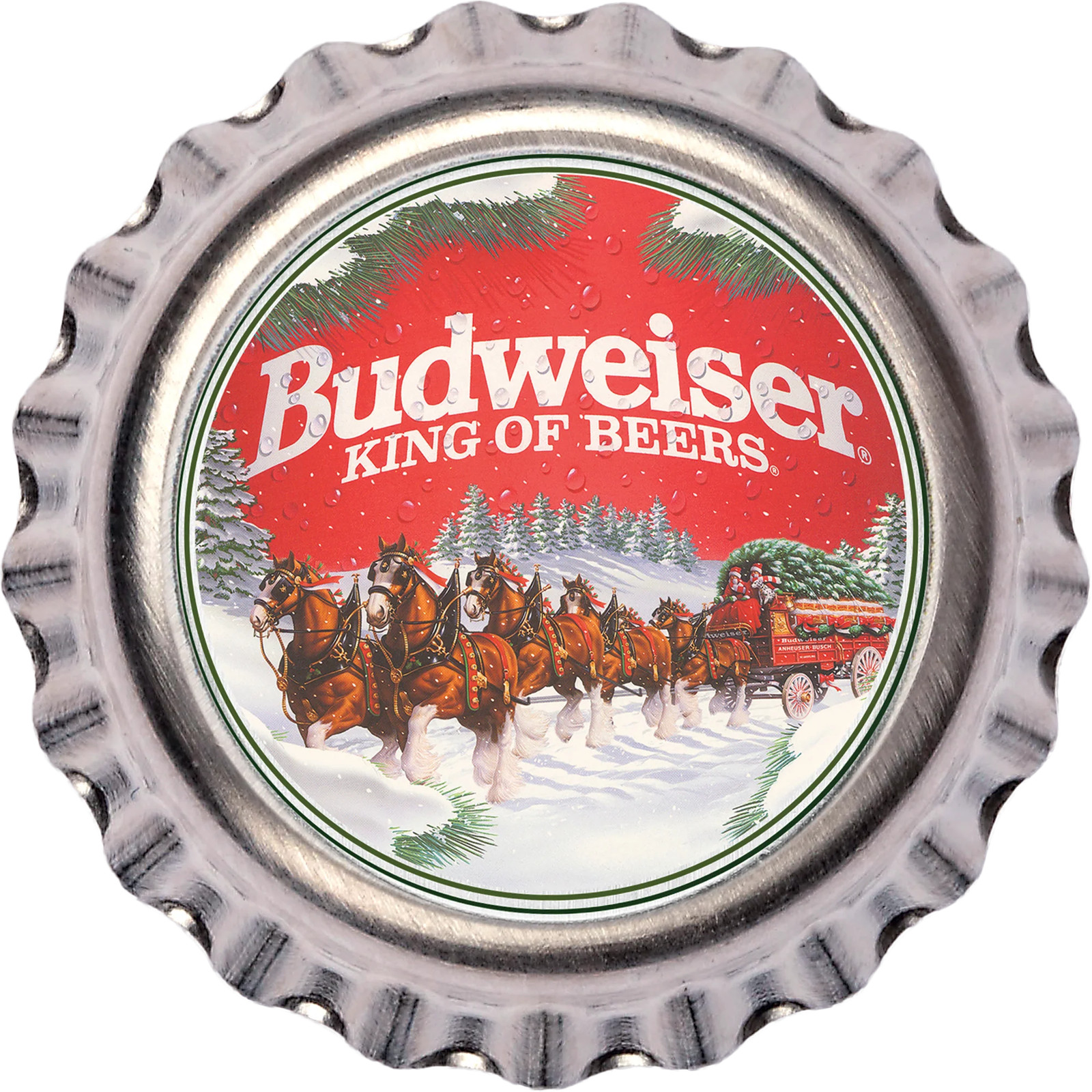 Budweiser Silver Bottle Cap - Holiday Clydesdales Budweiser Silver Bottle Cap - Holiday Clydesdales