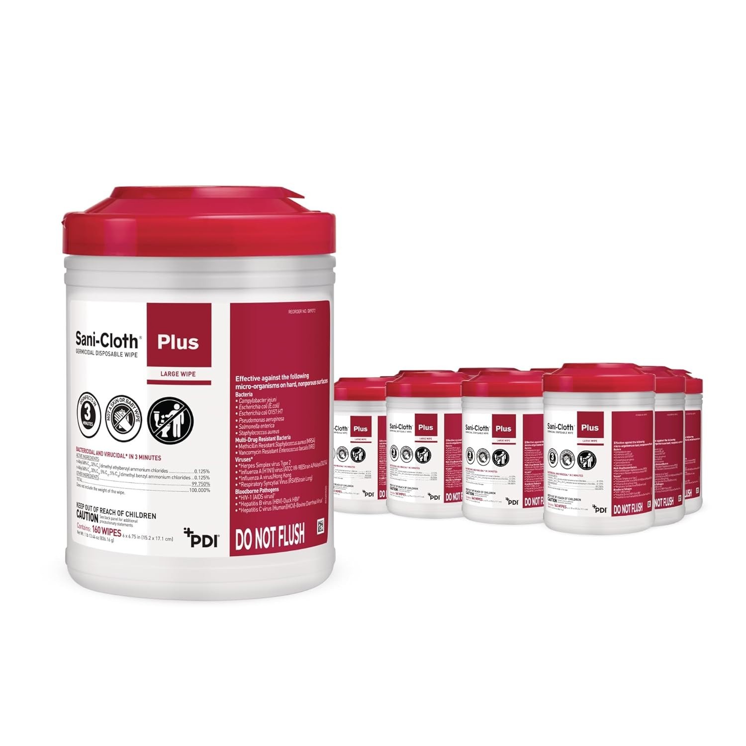 Sani-Cloth Plus Hard Surface Disinfectant Wipe, 160 Count, Q89072 - Case of 12