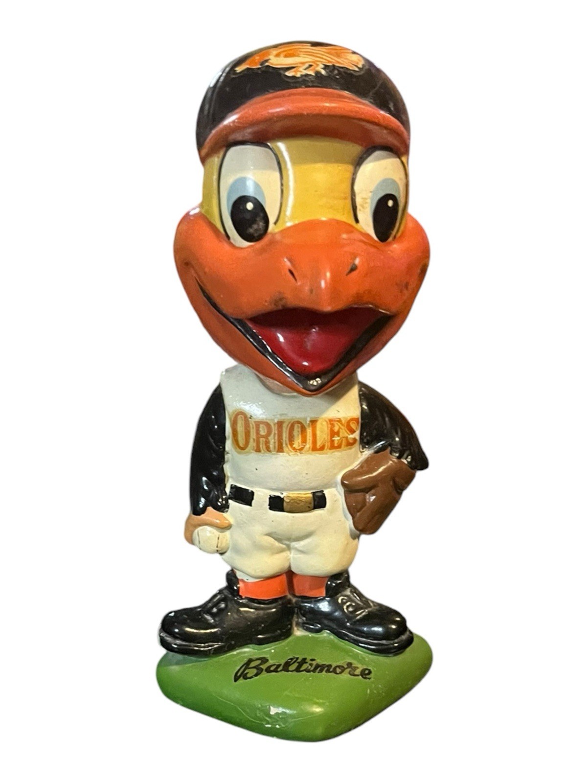 Vintage 1962 Baltimore Orioles Green Base Baseball Nodder Bobblehead Early Old