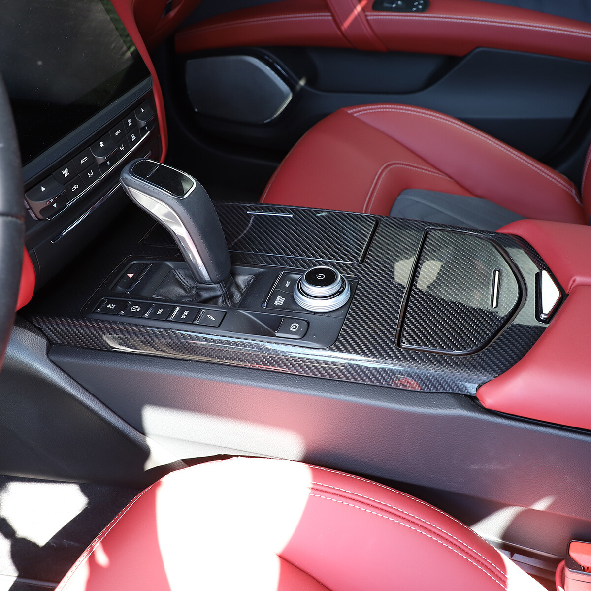 3pcs Carbon Fiber Console Cup Holder Panel Cover For Maserati Ghibli 2018-2021