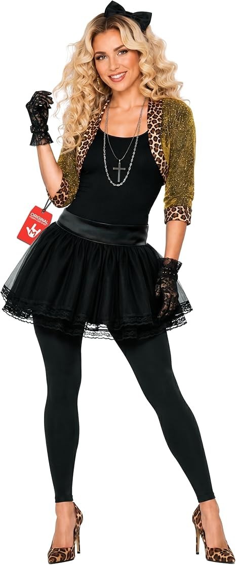 Women`s 80s Pop Star Diva Costume Ladies Celebrity Popstar Retro Outfit  S - 3XL