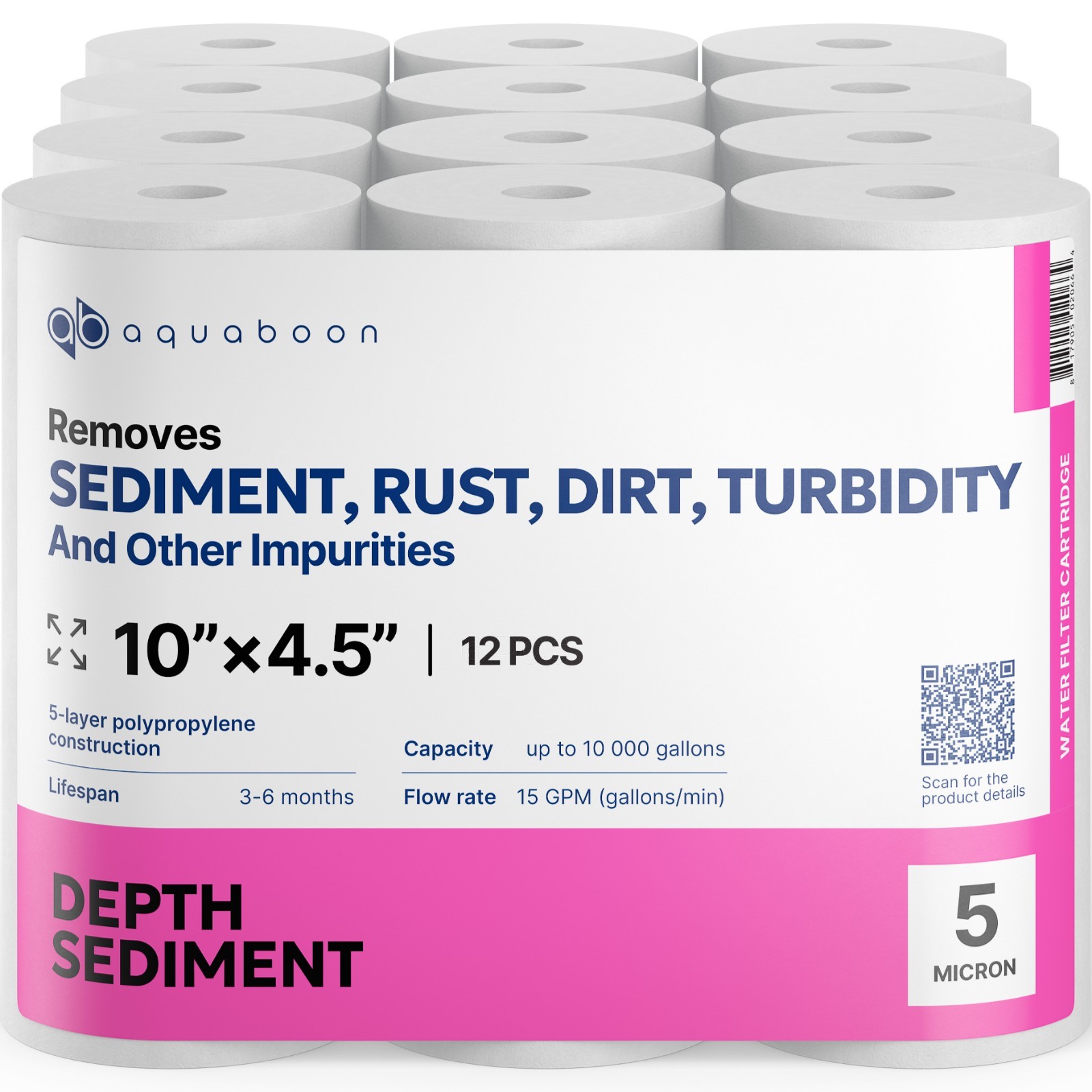 20-PACK of Aquaboon Sediment Water Filter Whole House Big Blue 5 Micron 10\