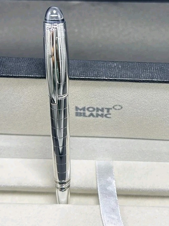 Montblanc Star Walker Ball Point Pen Silver Check Body + Silver Clip Black Ink