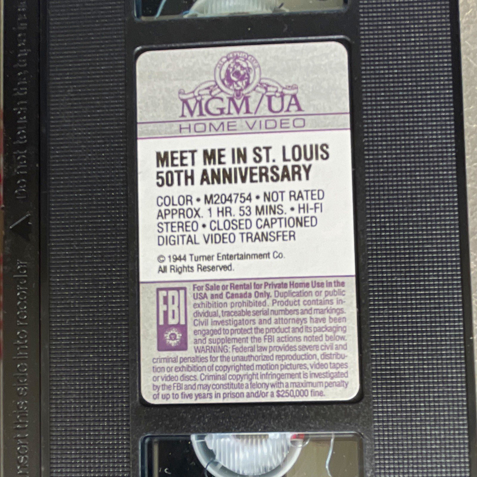 MGM/UA Home Video Meet Me in St. Louis 50th Anniv VHS NTSC NR 1944 CC