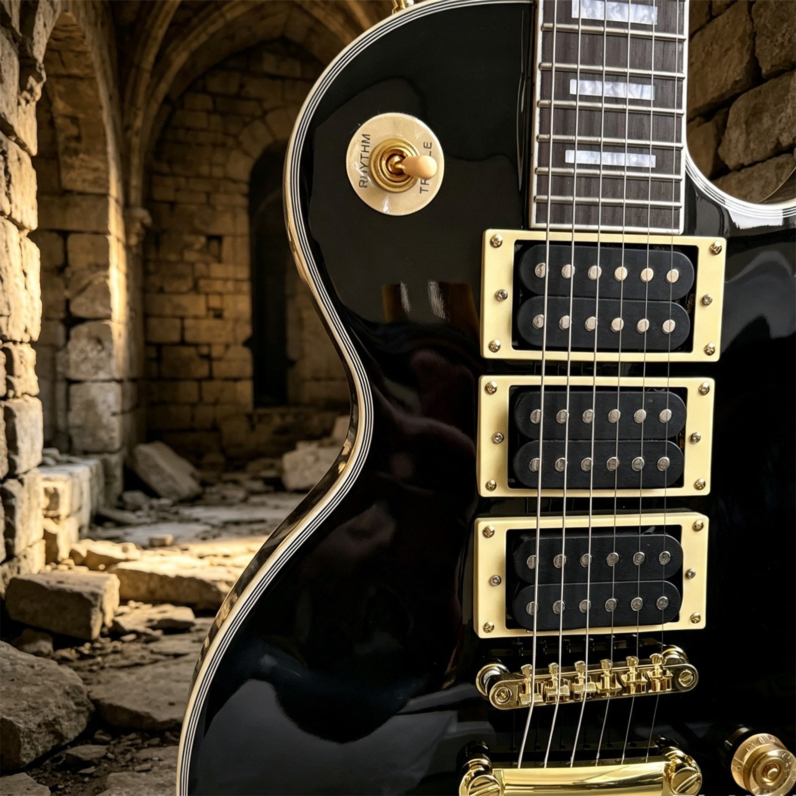 US Warehouse Custom LP Black Frampton Phoenix Electric Guitar HOT SALE