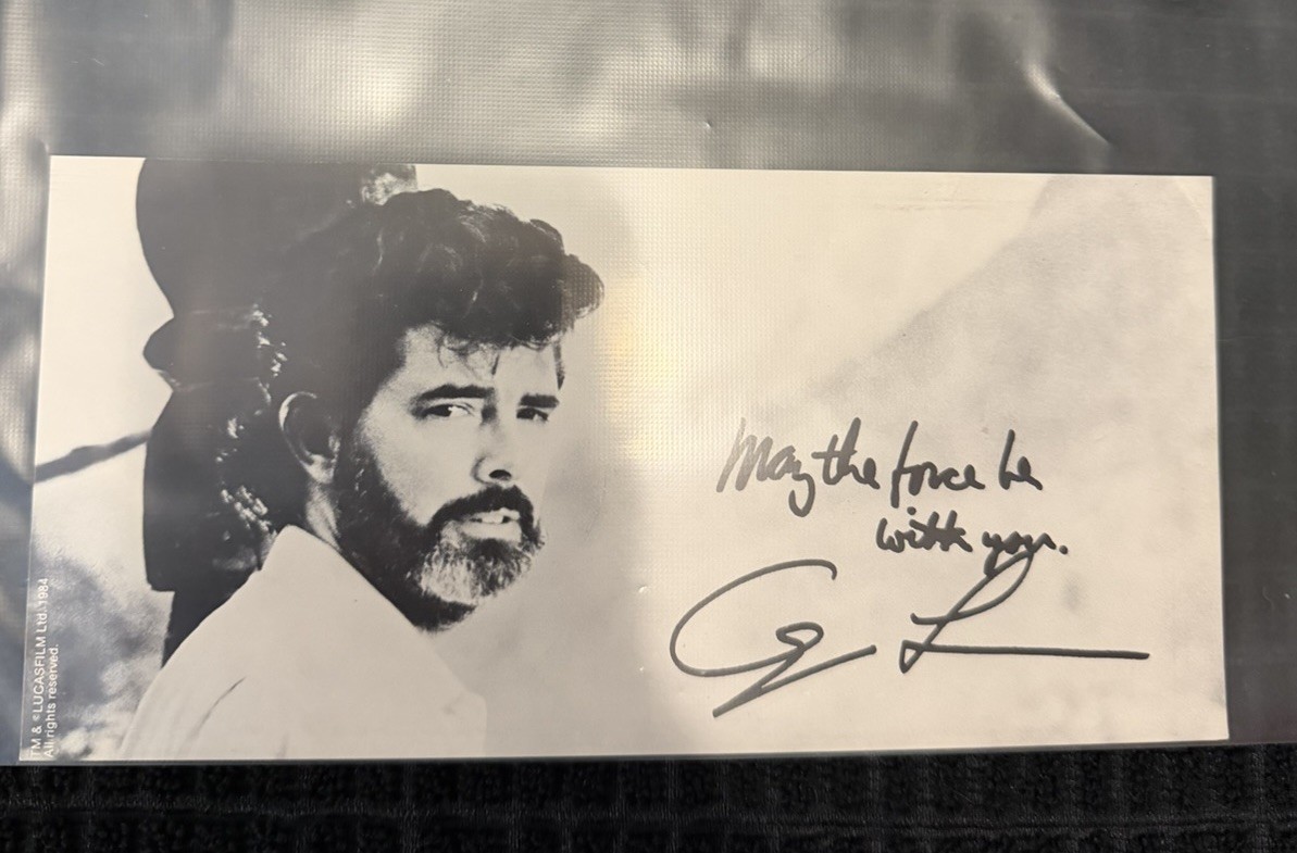 George Lucas RARE Signed Photo 1980’s To Fans Per Request… Star Wars Estate