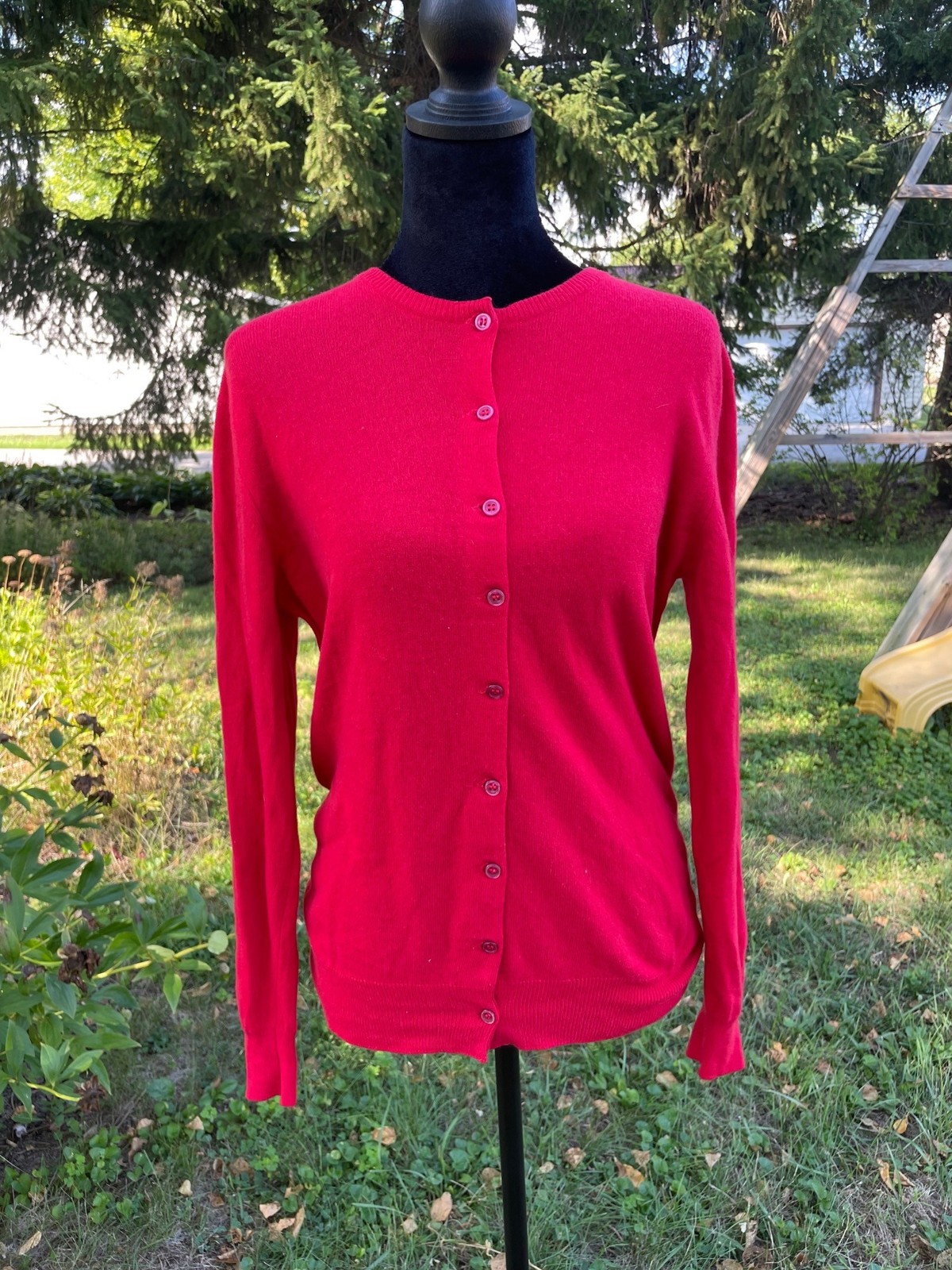 Vintage 60s 70s Pringle of Scotland Cardigan Holiday Red 100% Cashmere S 38 Soft