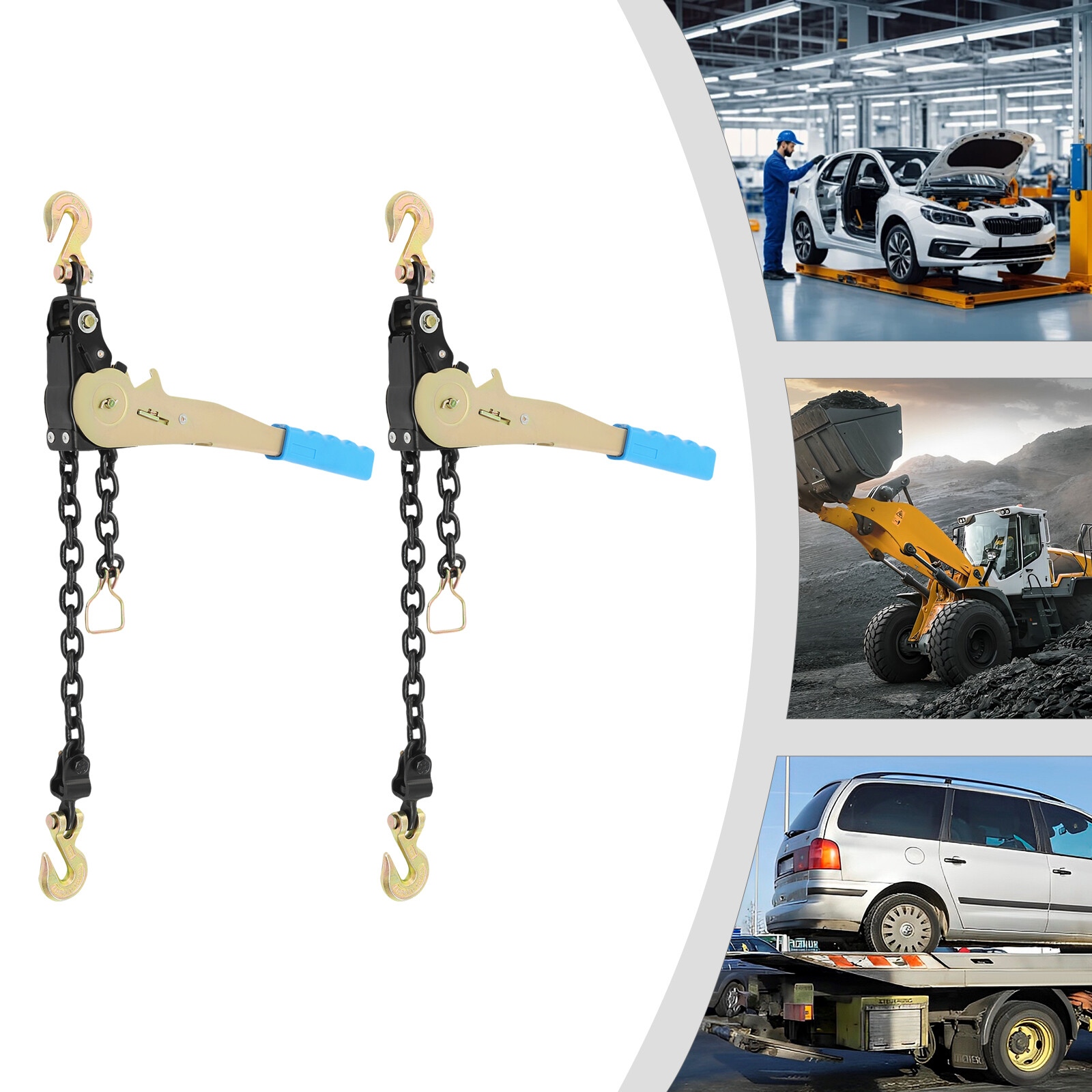 4-Pack Blue Ratcheting Chain Load Binders 1/4-5/16in 2500 lb Tie-Down