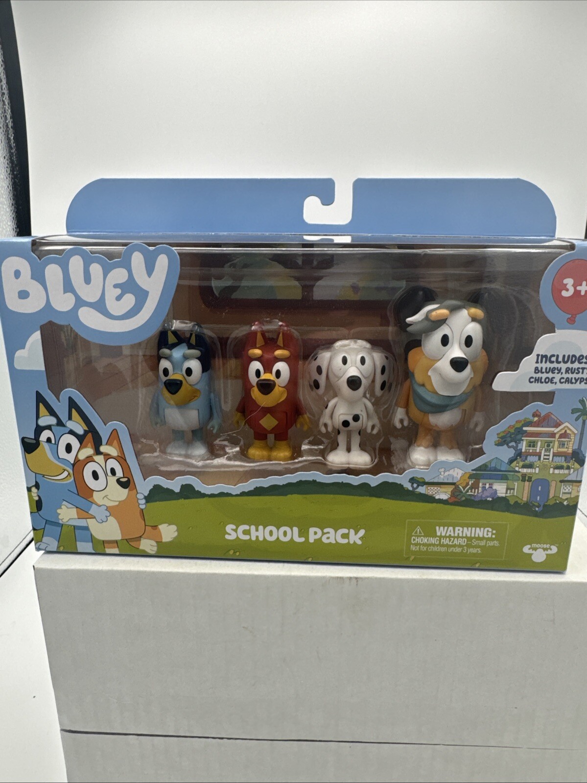 Bluey & Friends School Pack Bluey, Rusty, Chloe, Calypso Figures