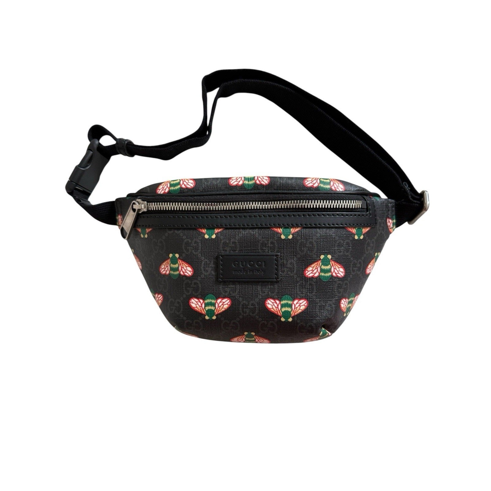 Gucci Bestiary Bee Belt Bag GG Supreme Canvas Fanny Pack Black/Grey