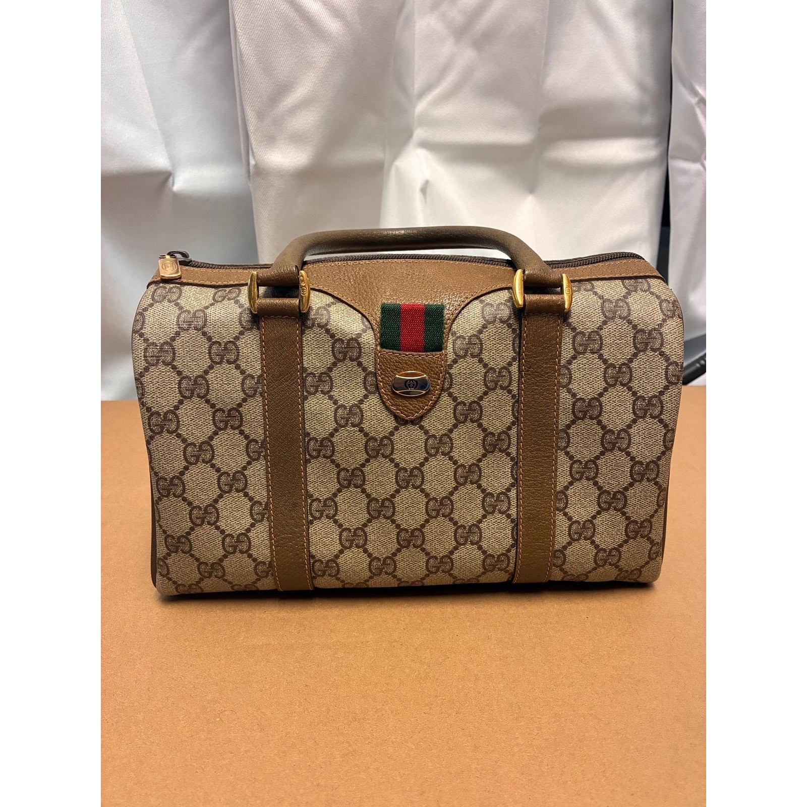 Vintage Gucci GG Supreme Sherry Line Boston Bag