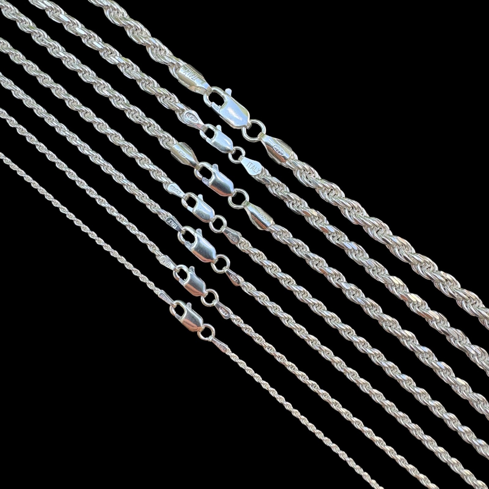 Men\'s Women\'s Real Solid 925 Sterling Silver Rope Chain 1.5-5mm 16\