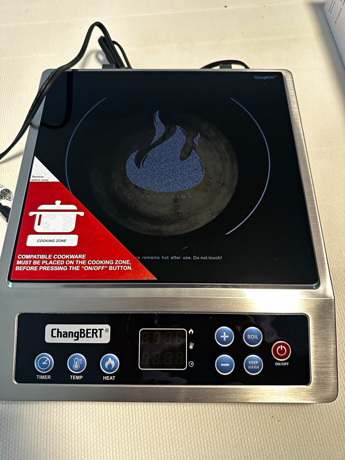 ChangBERT Induction Hob Cooktop 1800W 9 Settings 120V 1 Burner Black/Silver ChangBERT Induction Hob Cooktop 1800W 9 Settings 120V 1 Burner Black/Silver