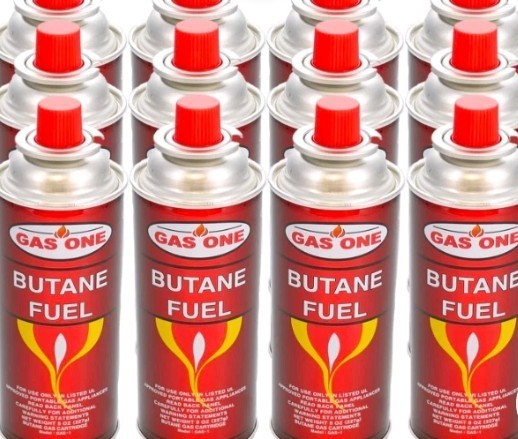 Gas One Butane Fuel Canisters 8 oz 12 Pack Camping Portable Stove Gas Refill Lot