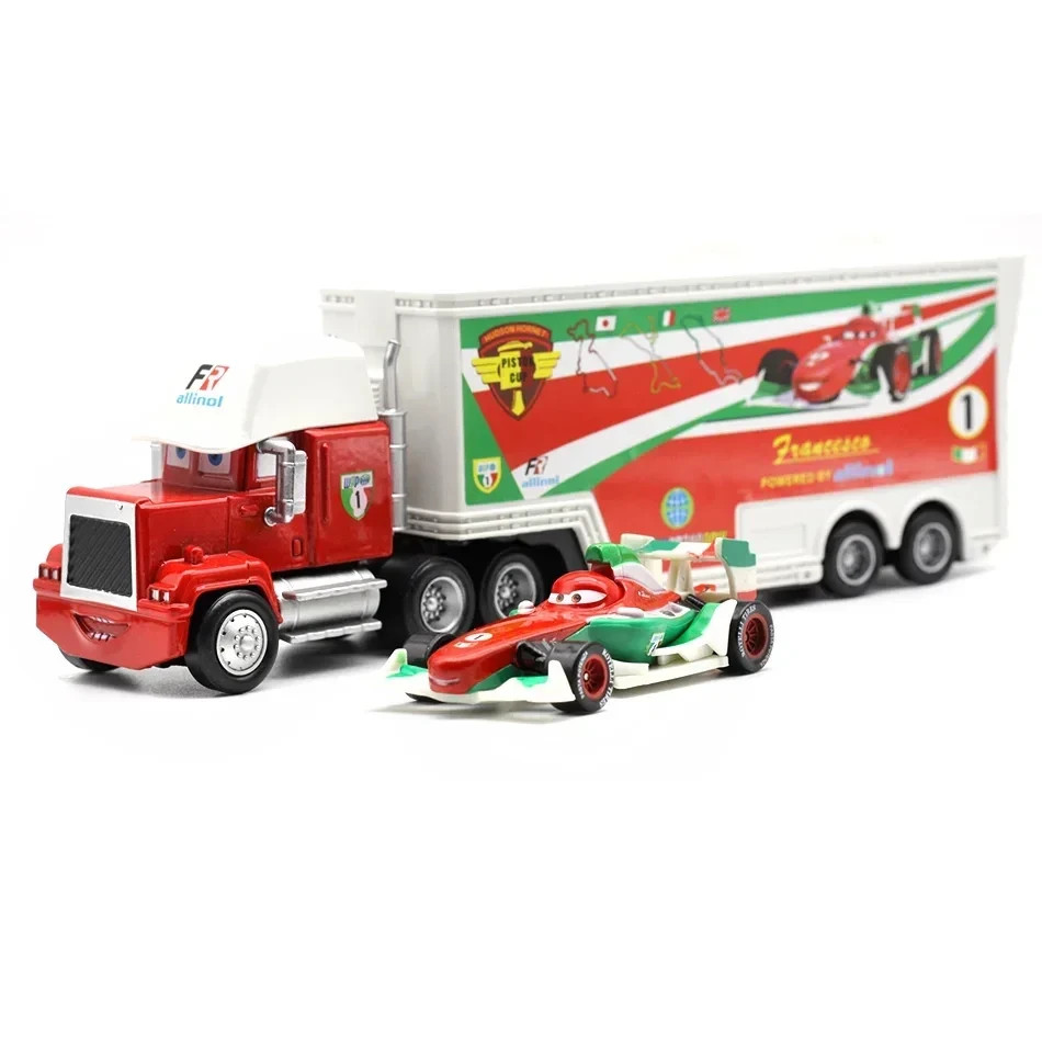 Cartoon Racing Car Truck Set Diecast Toy Hauler with Formula Race Car Model Gift Cartoon Racing Car Truck Set Diecast Toy Hauler with Formula Race Car Model Gift