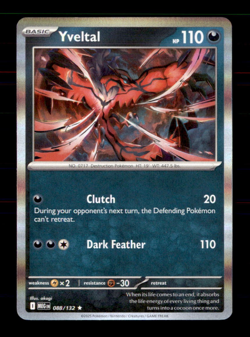 Yveltal 088/132 Rare Mega Evolution Pokemon Holo Near Mint Yveltal 088/132 Rare Mega Evolution Pokemon Holo Near Mint
