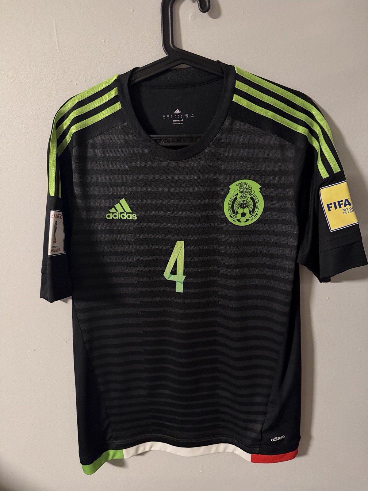 Mexico 2015/16 Black Authentic Adizero Soccer Jersey With Marquez Size L