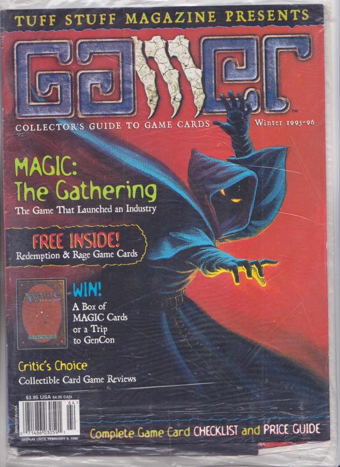 Tuff Stuff GAMER Magazine 1995 1996 Bagged w/ Redemption & Rage Card MTG Magic Tuff Stuff GAMER Magazine 1995 1996 Bagged w/ Redemption & Rage Card MTG Magic
