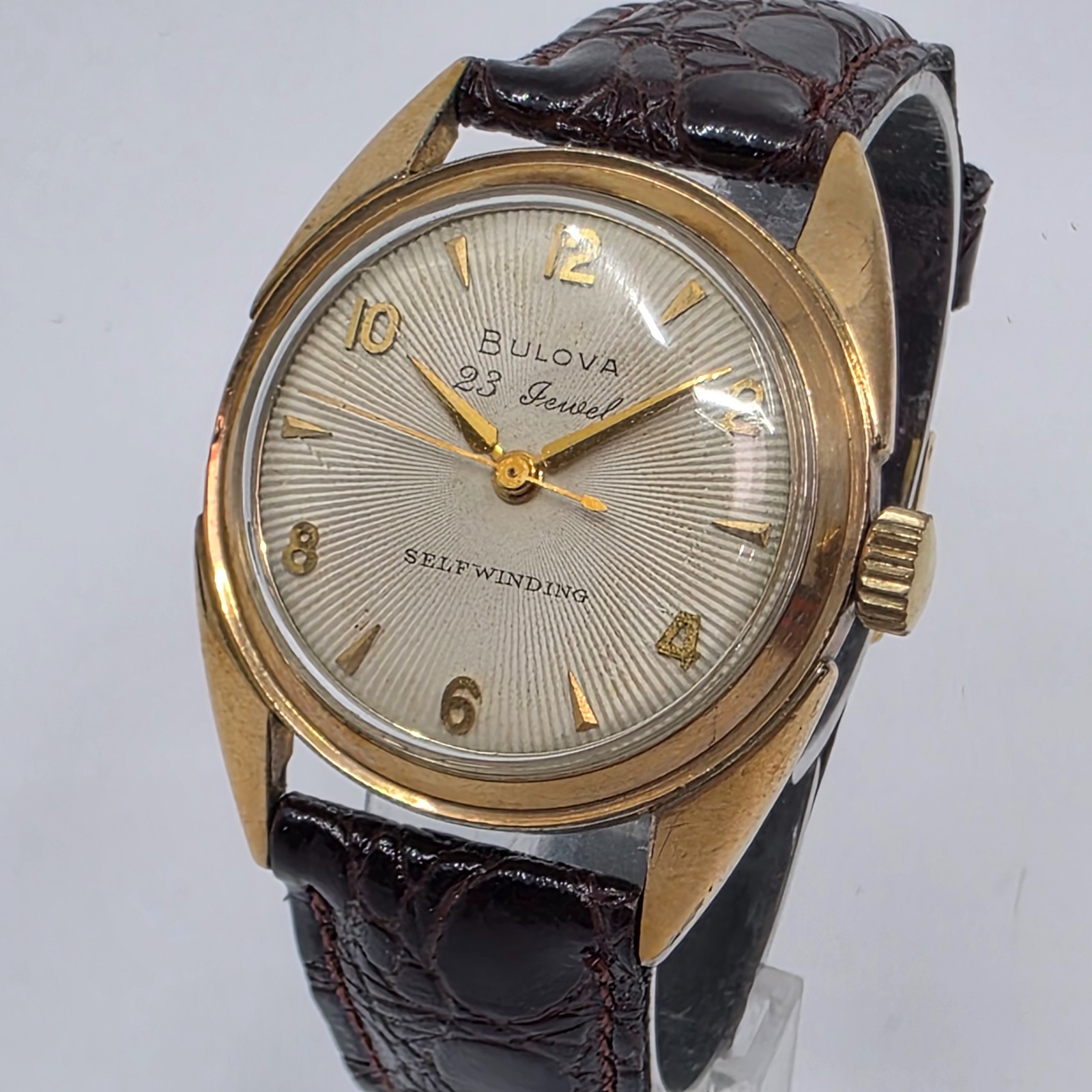 1957 Bulova 23 Jewels Selfwinding Auto Sunburst Dial Gold Filled Mens Watch