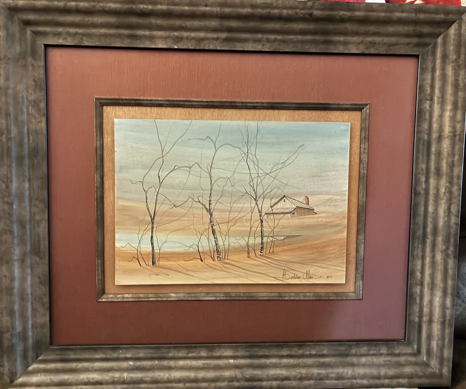 P. Buckley Moss Signed OriginalWatercolor Landscape w/ Barn Matted & Framed 2011 P. Buckley Moss Signed OriginalWatercolor Landscape w/ Barn Matted & Framed 2011