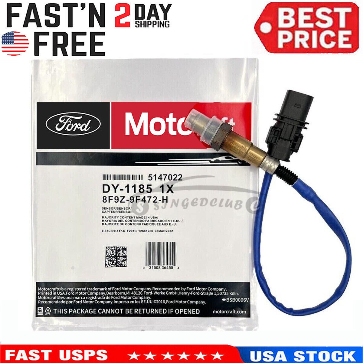 For Motorcraft Ford F-150 2011-2016 New Oxygen Sensor DY-1185 8F9Z-9F472-H USA