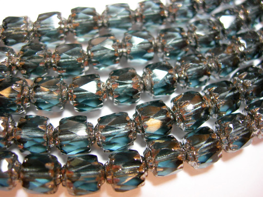 25 Montana Blue and Silver Cathedral Czech Glass 6mm beads 