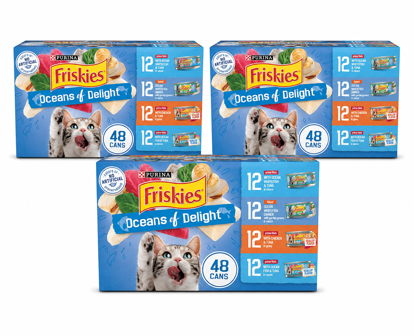 3x Purina Friskies Ocean of Delight Variety Pack, Wet Cat Food, 5.5 oz, 48 Ct 3x Purina Friskies Ocean of Delight Variety Pack, Wet Cat Food, 5.5 oz, 48 Ct
