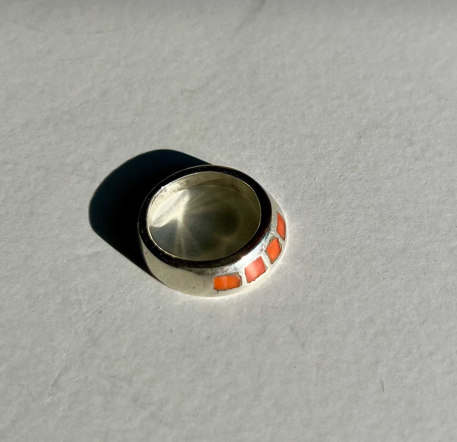 925 STERLING SILVER ABSTRACT CORAL MODERNIST RING - ARTISAN MADE SIZE 5.5 5g VTG