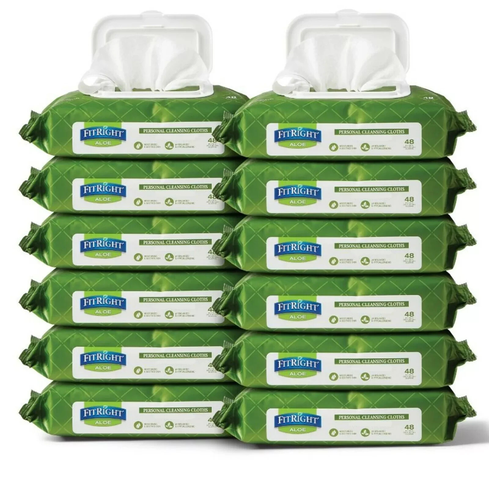 12-Packs Medline FitRight Personal Cleansing Cloths 8