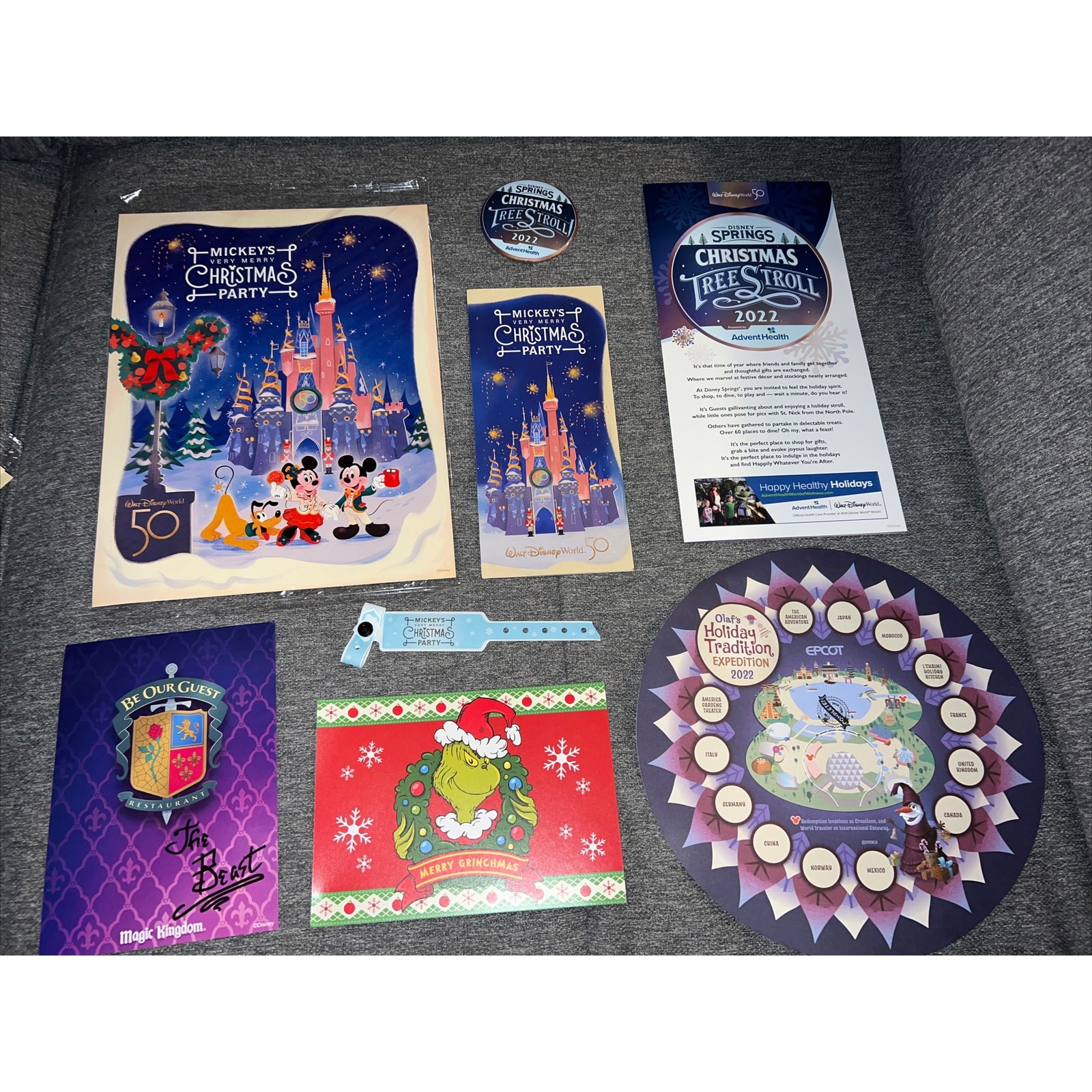 2022 Disney Mickey’s Very Merry Christmas Party Print Poster Guide Grinch Epcot