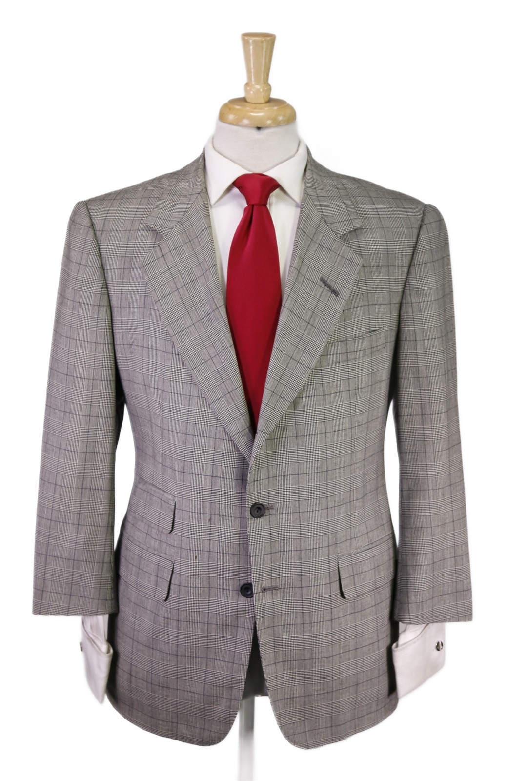 Edgar Pomeroy Bespoke Tan Black Plaid 2-Btn Handmade Wool Suit 38S Edgar Pomeroy Bespoke Tan Black Plaid 2-Btn Handmade Wool Suit 38S