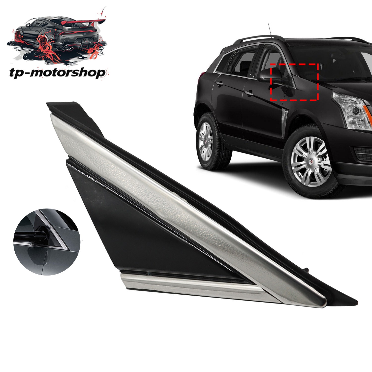 Right Mirror Corner Triangle Molding Fender 22774040 For 2010-2016 Cadillac SRX