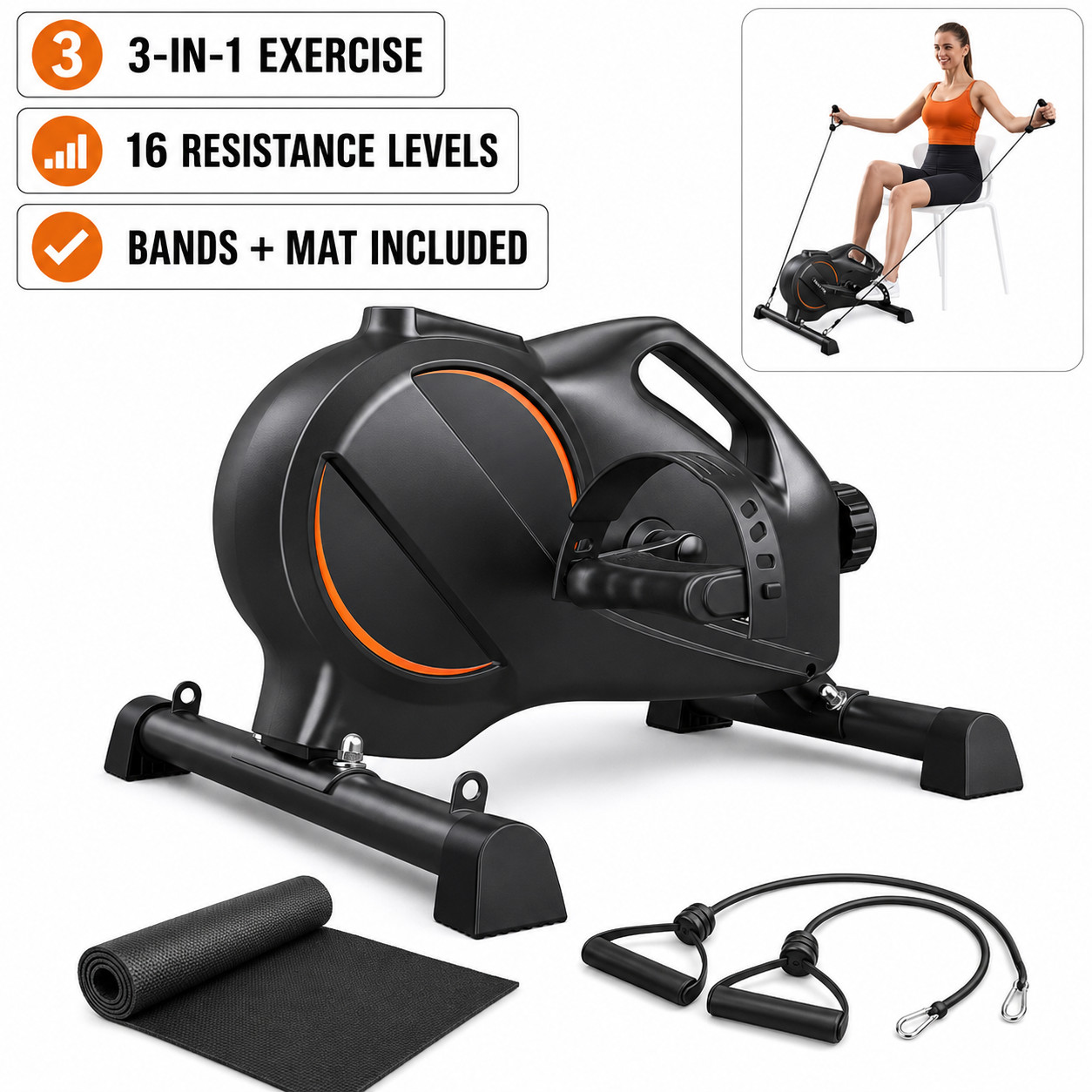 Share Under Desk Bike Pedal Exerciser - Magnetic Mini Exercise Bike, Desk Pedal 