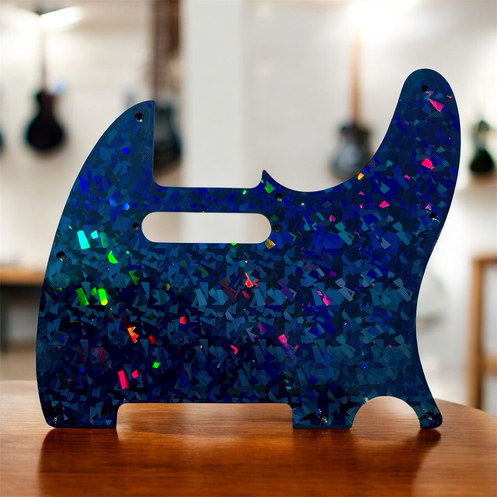 Custom 3D Printed Telecaster Pickguard - US/MIM 8 Hole Holographic Rainbow Black