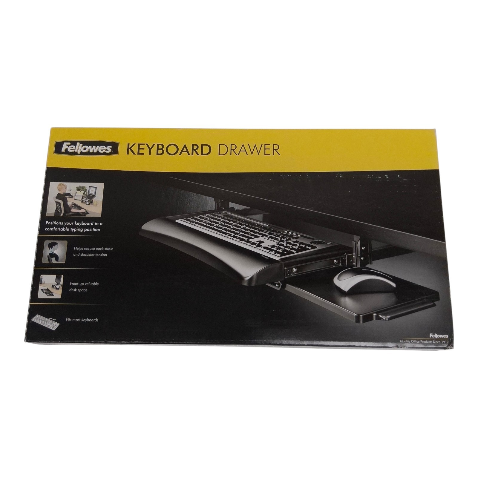 Fellowes 9140303 Office Suites Underdesk Keyboard Drawer Tray Mouse Tray Black
