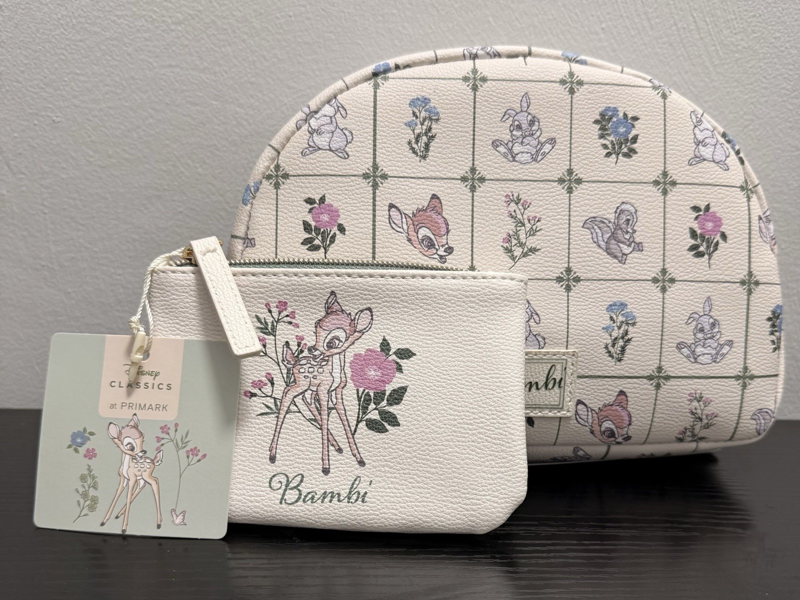 Primark Disney Faux Bambi Cosmetic Makeup Bag Thumper With Change Purse NWT