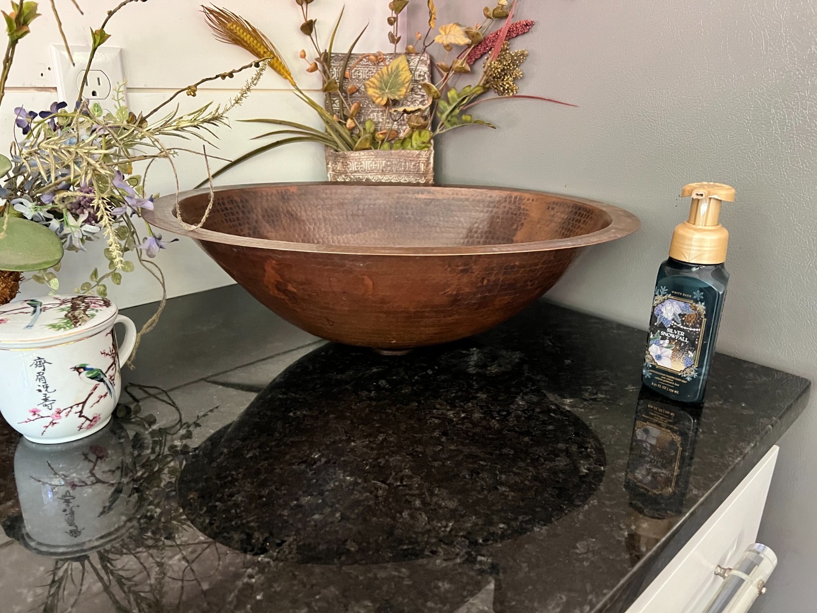 Hand-Hammered Copper Oval Drop In Sink- Aged Patina Hand-Hammered Copper Oval Drop In Sink- Aged Patina